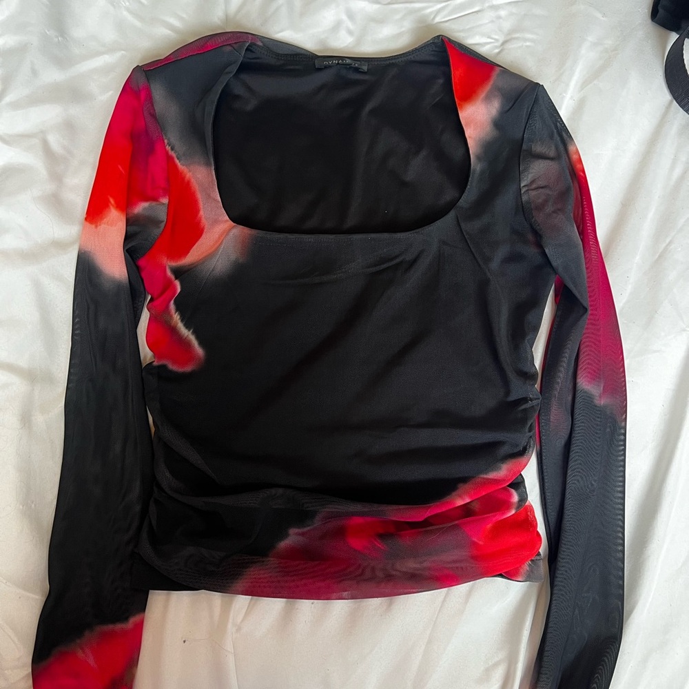 Dynamite Express Black and Red Long Sleeve Top